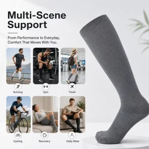 Custom Bamboo Fiber Compression Socks Women Antibacterial Deodorant Slimming Sports Towel Knee High Pressure Socks