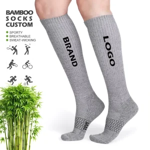 Custom Bamboo Fiber Cotton Blend Eco-Friendly Men’s Athletic Socks Breathable Anti-Bacterial Sweat-Absorbent Knee-High