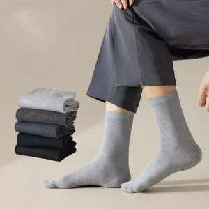 Custom Bamboo Work Socks Spring Summer Solid Color Classic Middle Tube Breathable Business Men Bamboo Fiber Socks