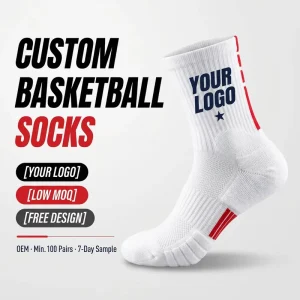 Custom Basketball Socks Men Mid Cut Logo OEM Knit Socks Compression Anti Slip Cushioned Low MOQ Sport Socks
