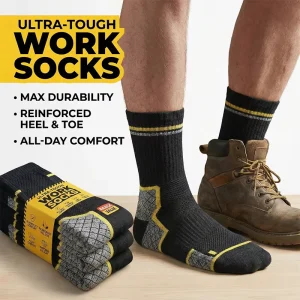 Custom Black Crew Thick Cotton Moisture Wicking Cushioned Athletic Heavy Duty Work Socks for Men