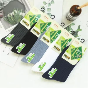 Custom Black Organic Solid Color 100% Bamboo Charcoal Fiber Socks Mens