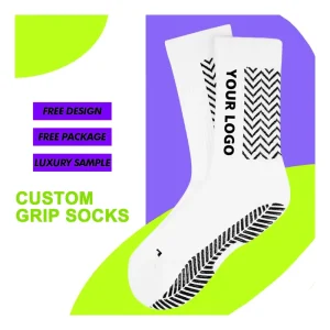 Custom Bottom Sports Crew Grip Socks Anti Slip Breathable Anti Bacterial Quick Dry Football Running Athletic Knitted Non Slip