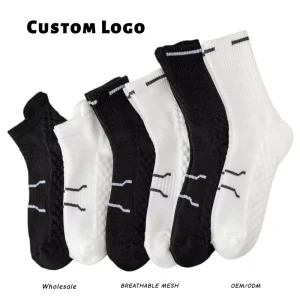 Custom Bottom White Black Terry Ankle Socks Bulk Spring Youth Anti Slip Athletic Basketball Thick Cushion Cotton Men