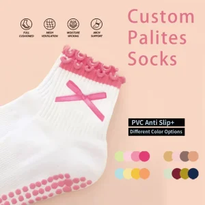 Custom Bow Ruffle Yoga Socks Custom Colors and Patterns Pilates Sports Socks