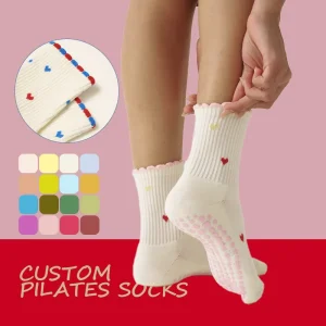 Custom Bow Yoga Socks Girls Fashion Women Grip Socks Womens Grippy Fluffy Color Half Pilates Socks