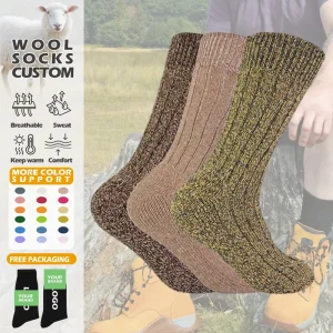 Custom Brand Wool Socks Winter Thick Thermal Hiking Socks Outdoor High Quality Sport Trekking Hiking Comfortable Wool Socks