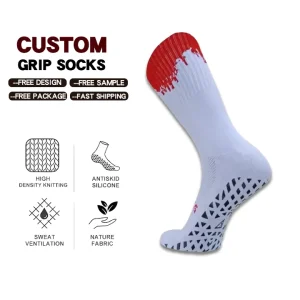 Custom Breathable Men’s Sporty Socks Free Design Customized Colors Soccer Grip Socks