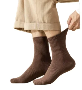 Custom Brown Men’s Dress Socks Breathable Casual Ankle High for Autumn Season