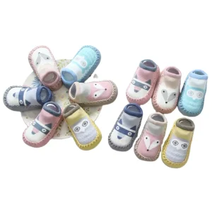 Custom Cartoon Design Socks for Baby 0 to 12 Months Non Slip Baby Girl Boy Organic Rubber Bottom Baby Socks Cotton