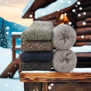 Custom Casual Winter Thermal Socks for Women Wool Terry Thick Cushioned Crew Knitted Tube Wool Socks