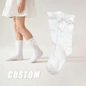 Custom Children Knitting Socks Bow Socks Custom Color Size Comfortable for Children Wear HYC 072