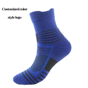 Custom Children Youth Knitted Terry Football Basketball Sports Crew Socks Cuff Body Logo Spring