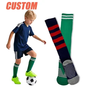 Custom Children’s Breathable Football Socks 2-10 Y with Logo Summer Knitting Socks Bottom Cuff Body HY-S-060