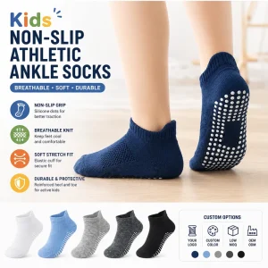 Custom Children’s Non-slip Elastic Ankle Sports Socks Breathable Soft Wear-resistant Eco-Friendly Bottom Cuff for Boys and Girls