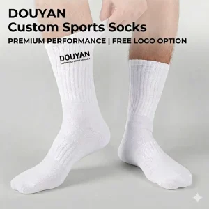Custom Classic Cotton Sports Crew Socks for Men Custom Logo White Socks Fashionable Sports Fashion