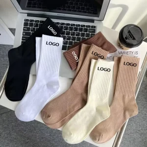 Custom Classic Thick Cotton Sports Crew Socks for Men Custom Logo White Mens Socks Fashionable Sports Fashion