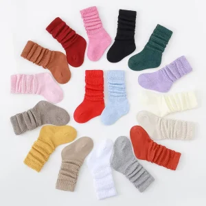 Custom Colorful 0 6year New Born Scrunched Style Toddler Winter Cotton Sox Slouch for Kids Terry Baby Slouch Socks