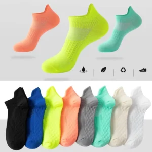 Custom Colorful Running Socks Breathable Sporty Quick Dry Arch Support Standard Knitted Ankle Socks For Men Women