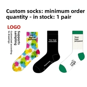 Custom Combed Cotton Mid Calf Socks All Season Breathable Antibacterial Unisex Solid Color Sports & Casual Socks
