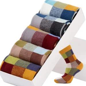 Custom Combed Cotton Socks Crew Socks Fashion Colorful Square Dress Men Socks
