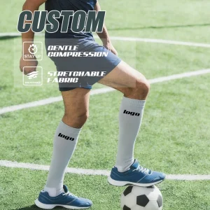 Custom Compression Knee High Socks Anti Blister Breathable for Football Soccer Marathon Running