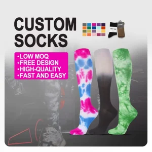 Custom Compression Socks Print Dye Tie Women Men 20-30mmHg Knee High Custom Compression Socks