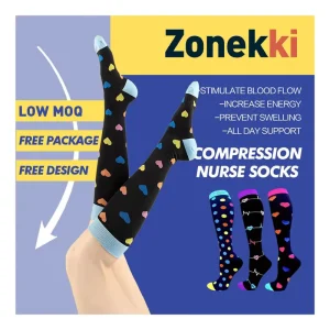 Custom Compression Socks for Women Knee High Stockings for Running Nurses Work Support Compression Socks