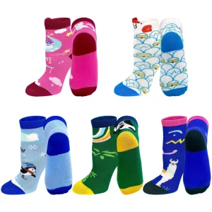 Custom Cotton Crew Knitted Socks for Kids Cute Cartoon Design with Butterfly Pattern for Children