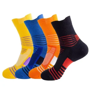 Custom Cotton Embroidered Crew Socks with Bottom Logo Anti Bacterial Quick Dry Football Sport Men’s Socks