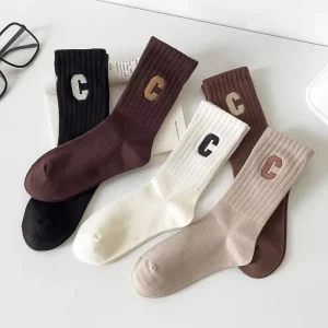 Custom Cotton Men Women Socks Athletic Sport Embroidered Letter Crew Socks