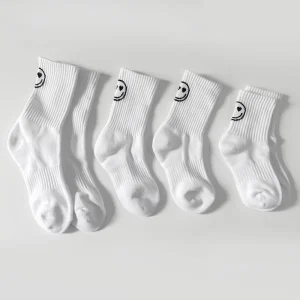Custom Cotton Smiley Pattern Sweat-Absorbent Breathable Soft Non-Slip Sports Socks
