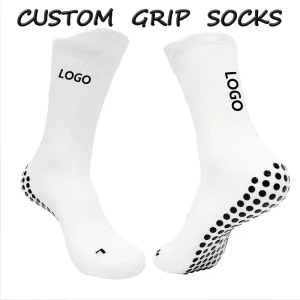 Custom Crew Casual Socks Spring Knitted Breathable Non Slip Solid Pattern Nylon Spandex Cotton Men’s Sports for Football Sports