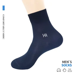 Custom Crew Knitted Eco-Friendly Breathable Quick Dry Cotton Blend Office Casual Socks for Men with Bottom Cuff Logo