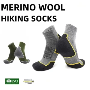 Custom Crew Merino Wool Hiking Socks Autumn Winter Outdoor Wear Resistant Trekking Mountaineering Athletic Socks