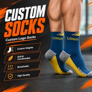 Custom Crew Quick Dry Breathable Cotton Running Socks for Autumn Knitted Logo on Body Sports Socks