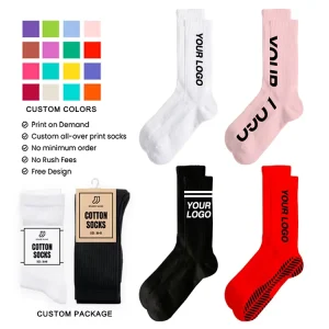 Custom Crew Socks 100% Cotton Casual Spring Socks for Men Comfortable & Customizable with Logo Disposable
