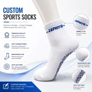Custom Crew Sports Socks OEM ODM Anti Slip Grip Football Soccer Custom Logo Breathable High Quality Low MOQ Factory Gym