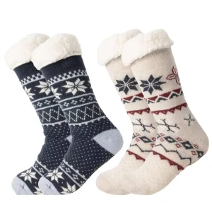 Custom Crew Thermal Winter Warm Fuzzy Slipper Floor Santa Anti Slip Fleece Lined Sherpa Socks Daily Use