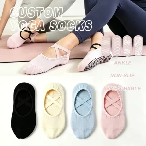 Custom Crossover Strap Yoga Grip Socks Custom Design Non Slip Moisture Wicking Comfort Socks for Pilates Dance Fitness Sports