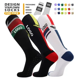 Custom Cushion Football Long Stocking Socks Athletic Sport Running Soccer Compression Sock Custom Design Knee High Socks