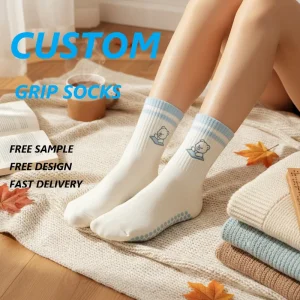 Custom Cute Bear Yoga Socks with Grip Crew Pilates Grippy Socks Women Non slip Pilates Yoga Socks With Grip