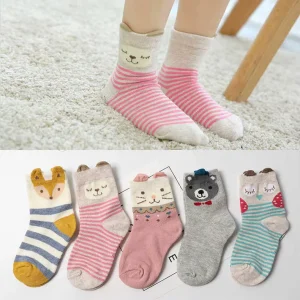 Custom Cute Cotton Crew Socks for Toddler Kids Sweat-Absorbent Autumn Knitted