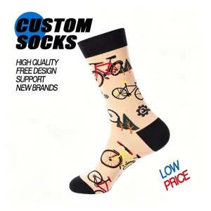 Custom Cycling Bicycle Pattern Socks Unisex Breathable Cotton Crew Socks for Bike Lovers