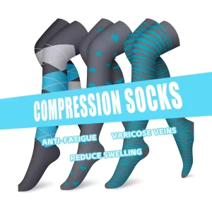 Custom Design Anti Slip Transparent Cuff Over Knee Compression Socks for Women with High Elastic 20-30mmHg