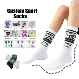 Custom Design Crew Socks American Street Hip Hop Letter Bottom Unisex Sport Socks Cotton Breathable Quick Dry