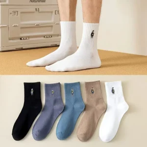 Custom Design Fashion Men’s Casual Crew Socks Breathable Knitted for Daily Wear OEM ODM Supports Combed Cotton Middle Tube Socks