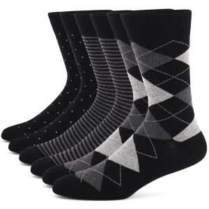 Custom Design Logo Crew Sock Men Knitted Cotton Diamond Business Dress Sock