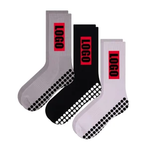 Custom Design Men’s Anti-slip Crew Football Grip Sports Rubber Socks Football Soccer Anti Slip Socks With Non-Slip Grip