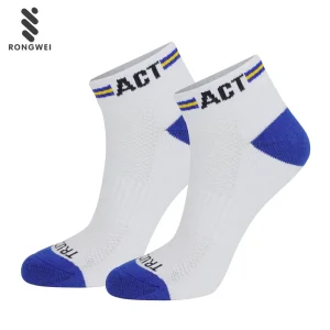 Custom Design Men’s Blue White Quick Dry Anti-Bacterial Breathable Casual Ankle Sports Socks Cuff Bottom Knitted for Summer Use